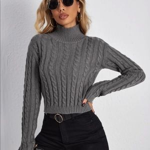 Gray Cable Knit Sweater